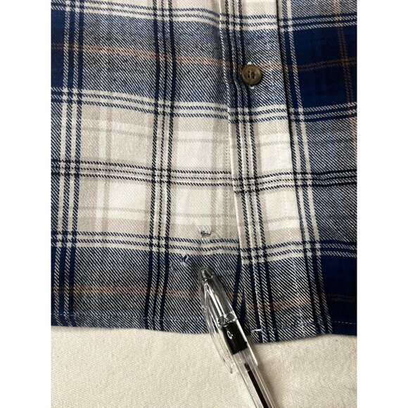 HB Harbor Bay Men's 3XLT Flannel Shirt Long Sleeve Blue Plaid Button-Down Cotton - Picture 16 of 16